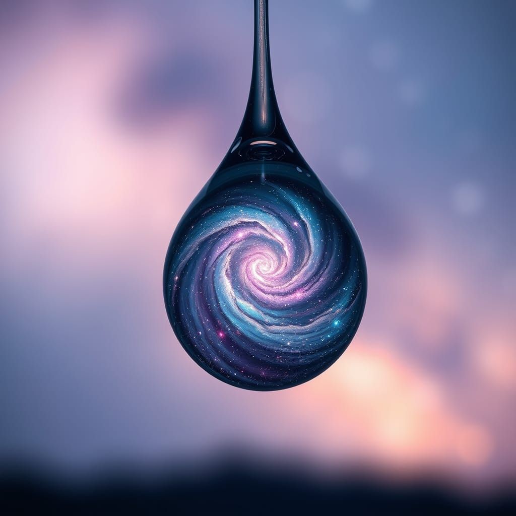 Andromeda Galaxy Captured in a Delicate Raindrop