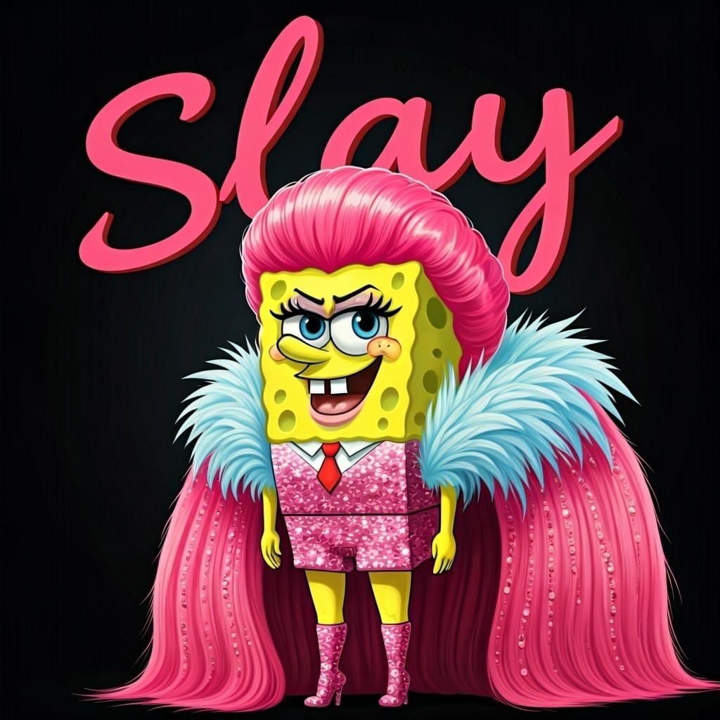 Drag Queen Spongebob Reigns Supreme in Vibrant, Playful Styl...