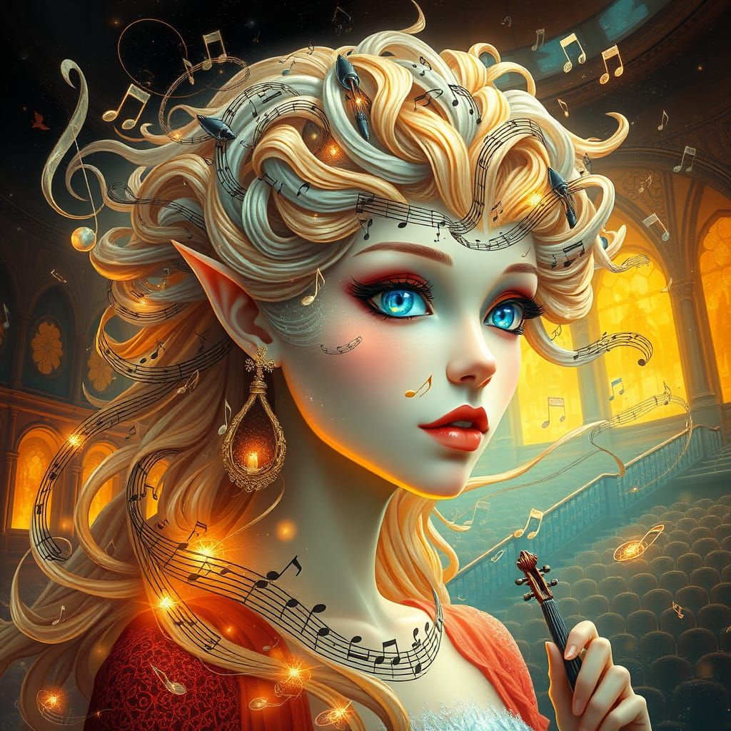 Melodic Music Spirit in Surrealist Digital Painting