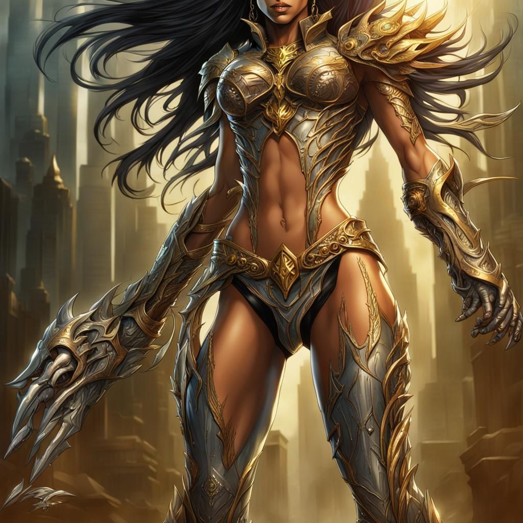 Anime-Style Witchblade Warrior in Liquid Metal Armor
