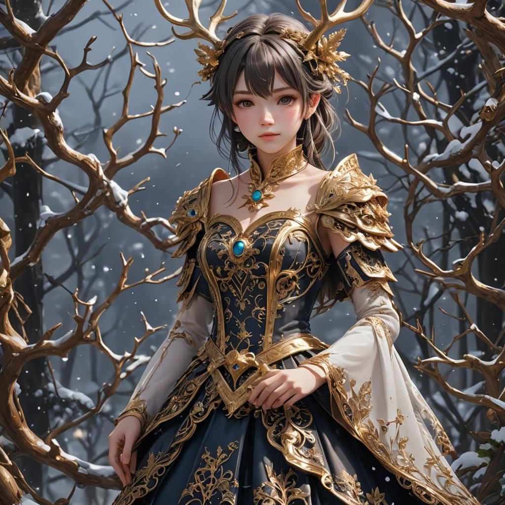 Girl in Lightning Dress: 3D Anime Art