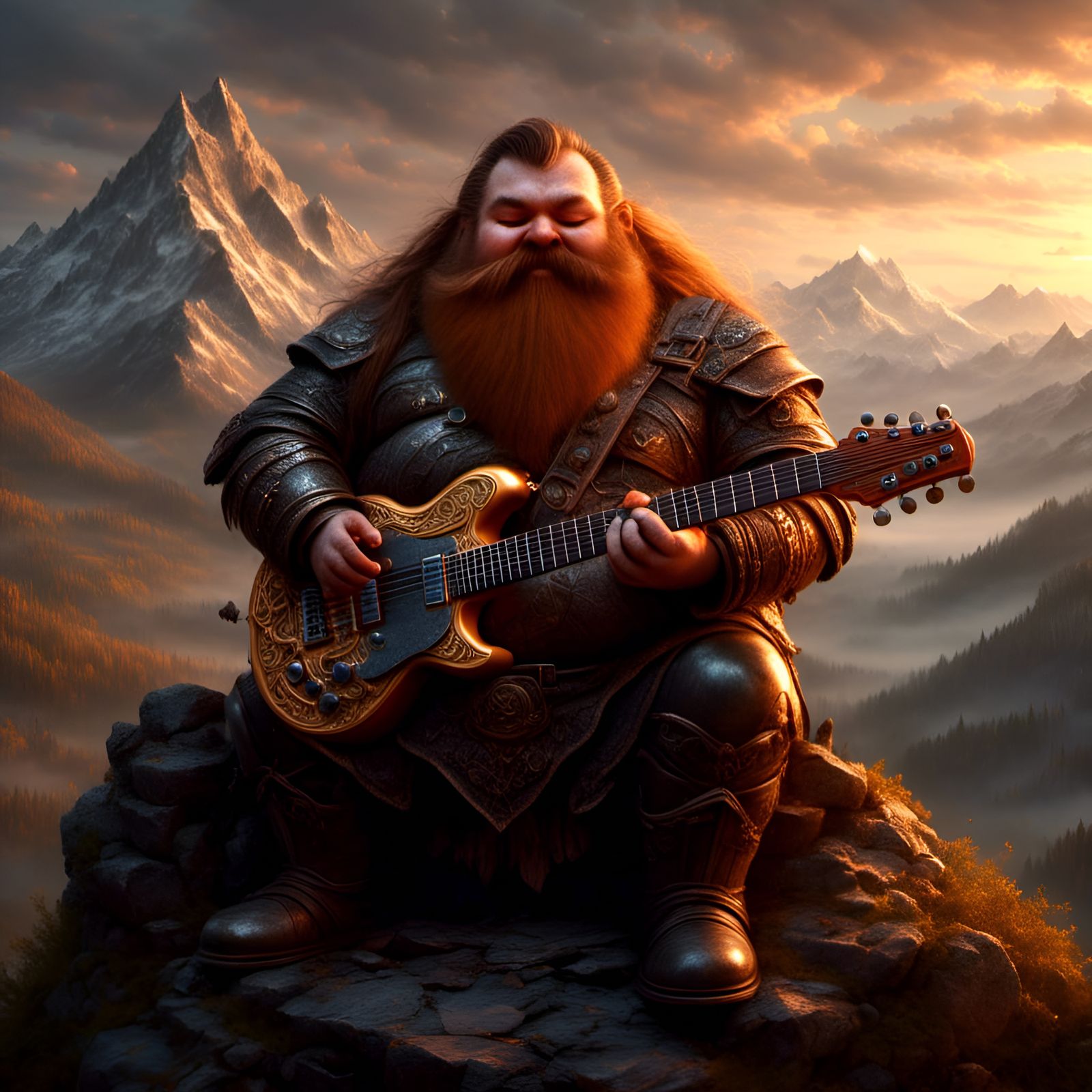 Dwarf Gimli Shreds Guitar on Misty Mountain