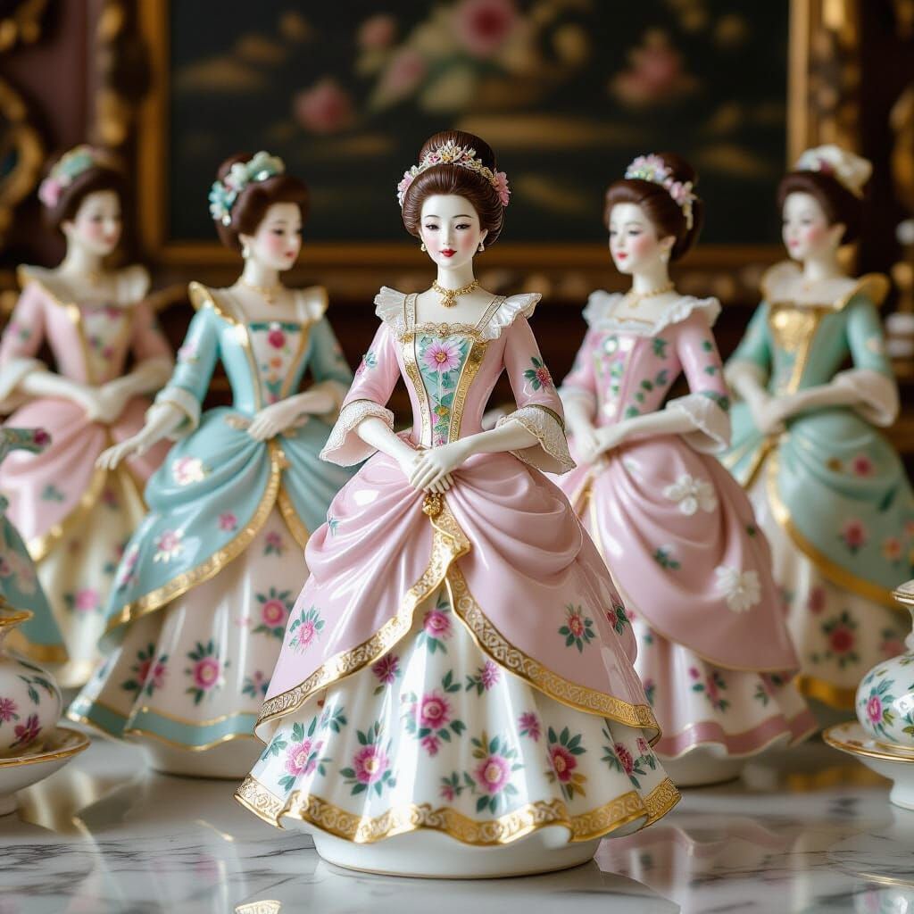 Porcelain Figurines in Capodimonte Style