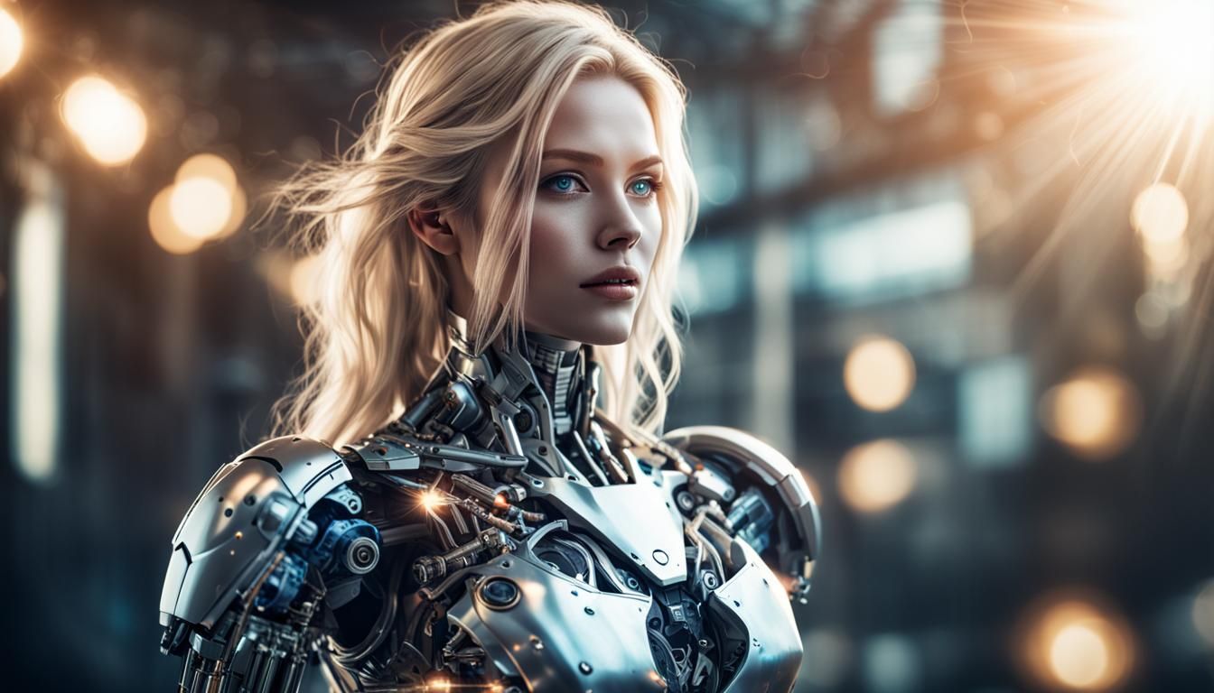 Sensual Female Cyborg Portrait with Bokeh