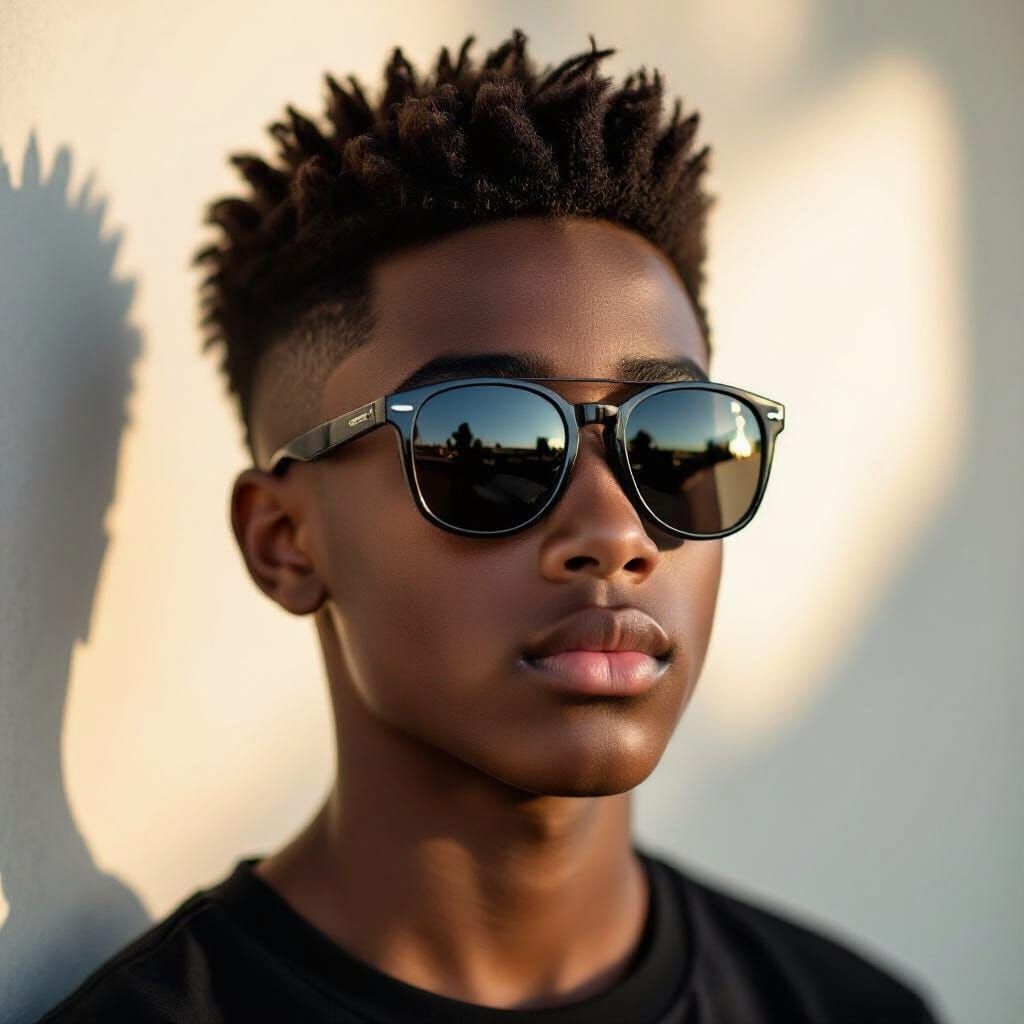 Handsome Young Black Man With Sunglasses and Taper Fade