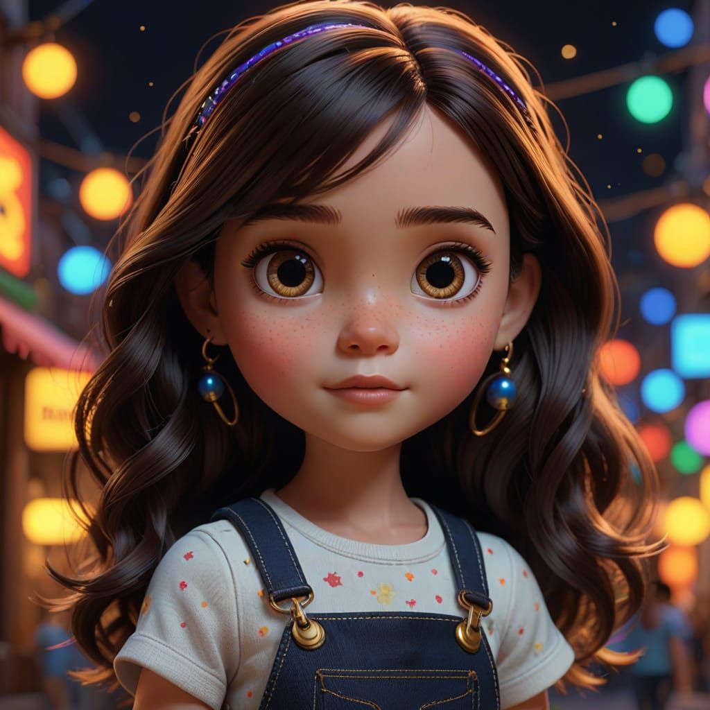 Pixar-Inspired Mini Blythe Doll in Vibrant 3D Digital Art