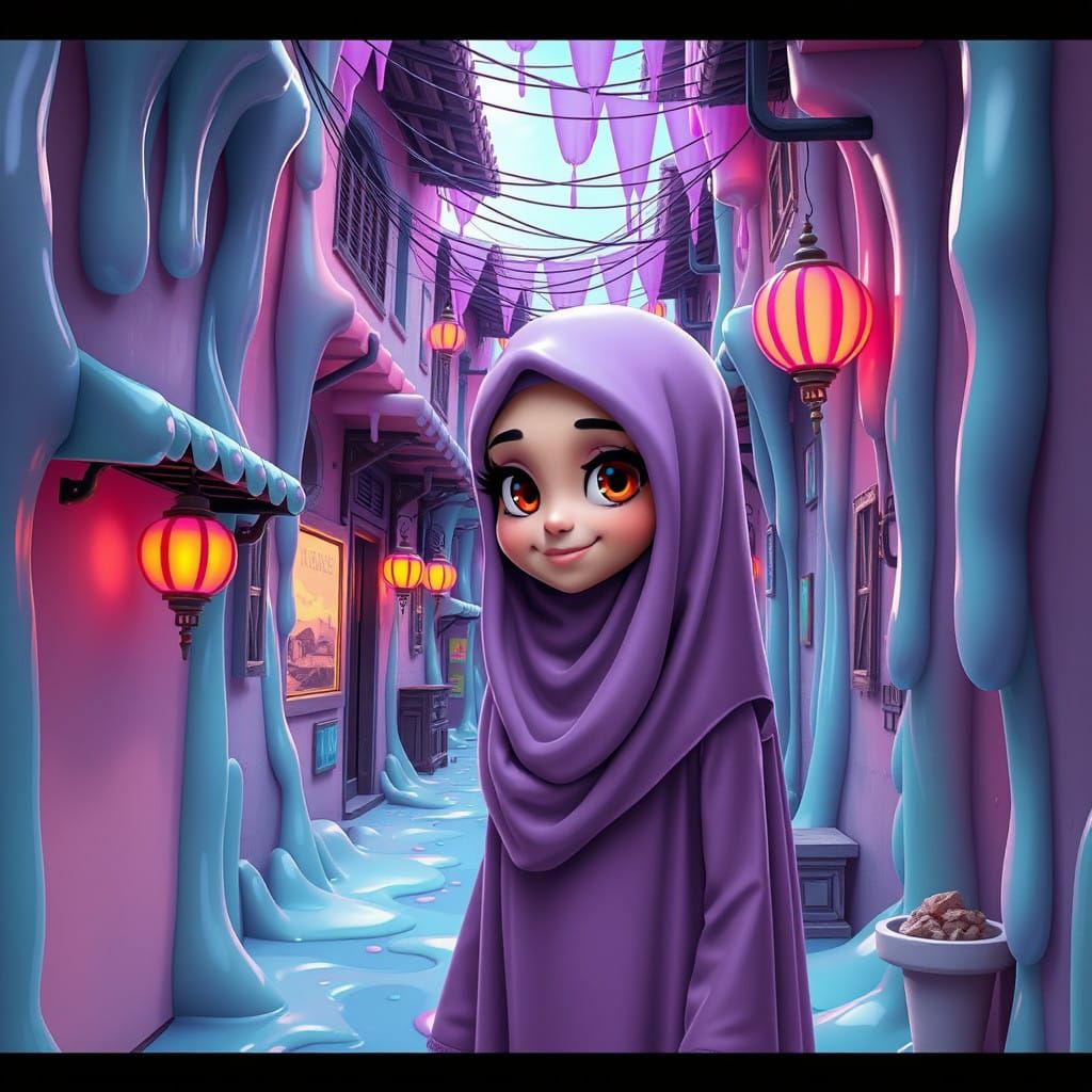 A Viscous Oriental Street Scene in Slime
