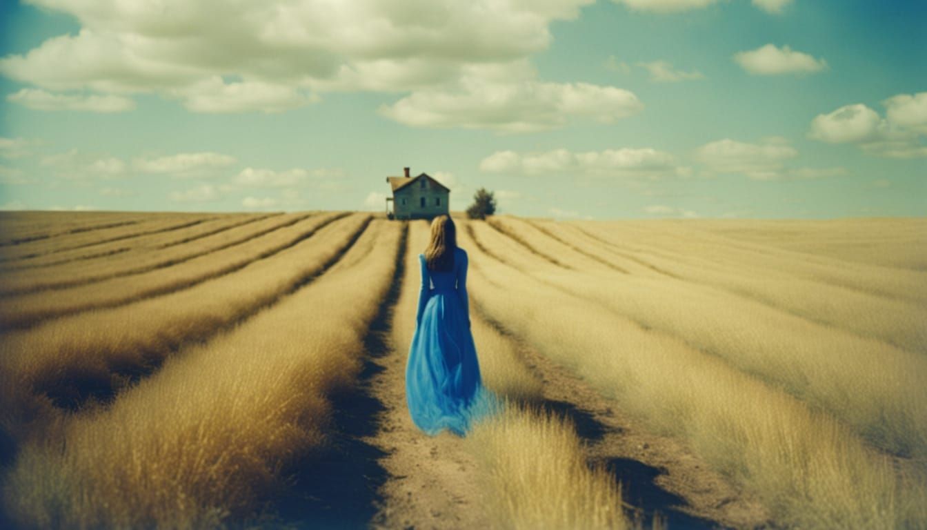 Eerie Figure in Empty Fields, Lomography Style