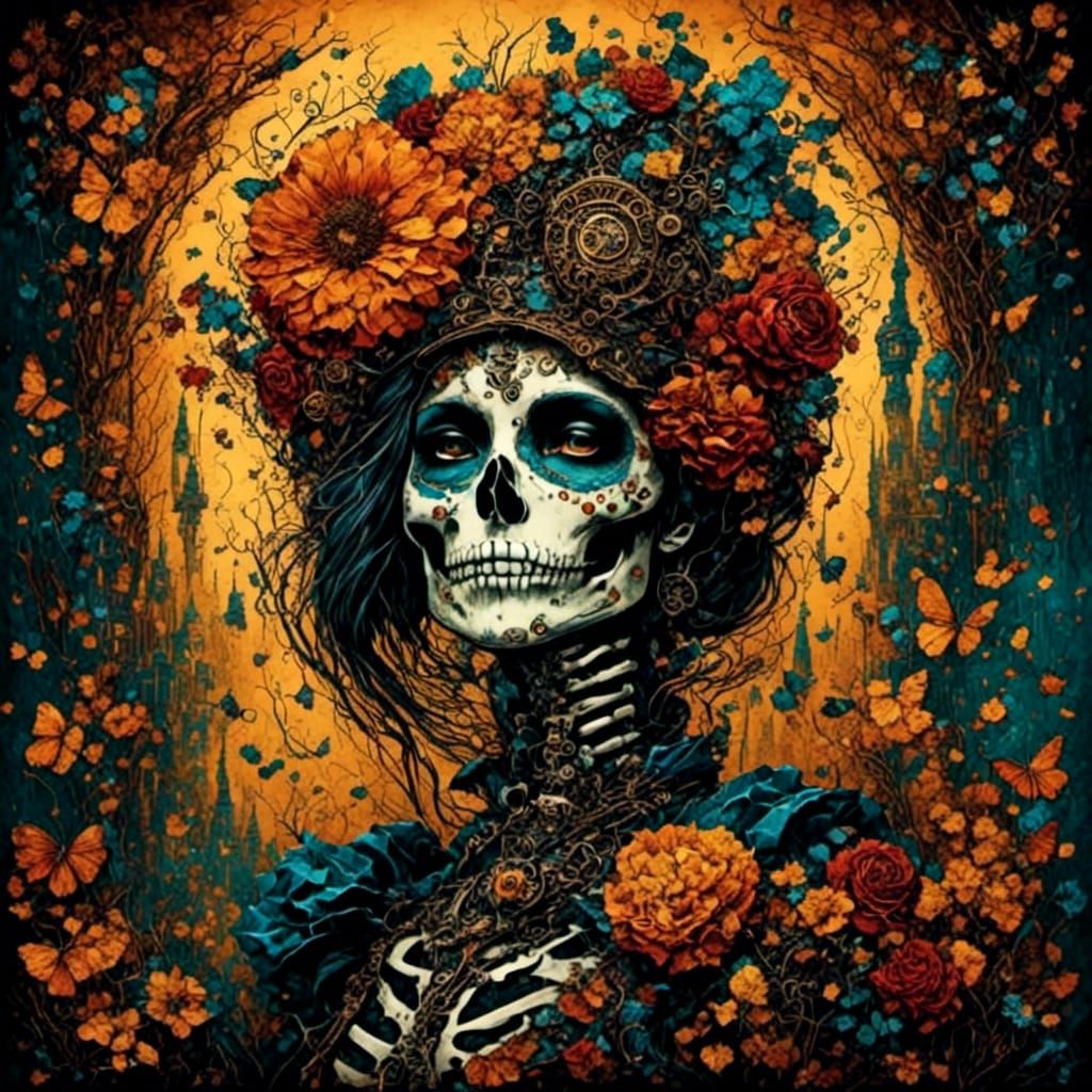 Beautiful Skeleton Woman with Textured Style