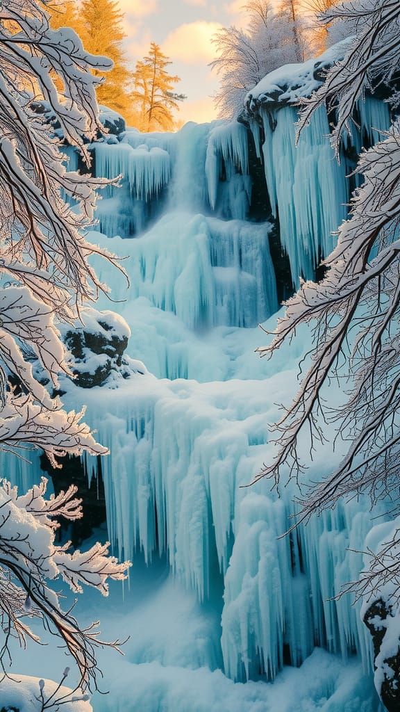 Winter, frozen, the Krimml Falls, Austria