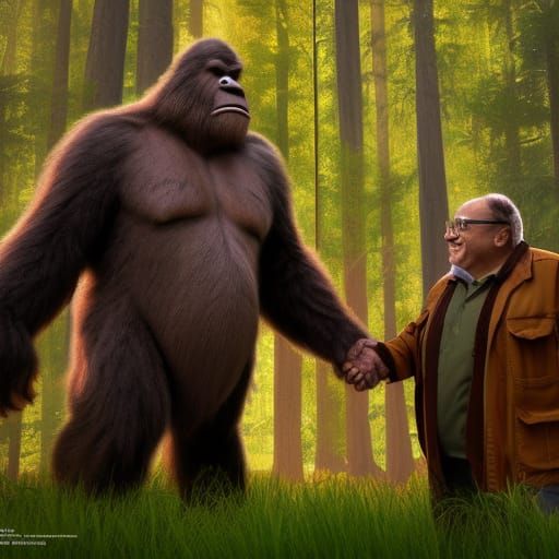 Danny Devito and Bigfoot: Detailed Matte Painting