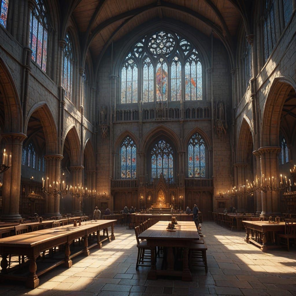 Heroic Harry Potter in Enchanted Hogwarts Great Hall