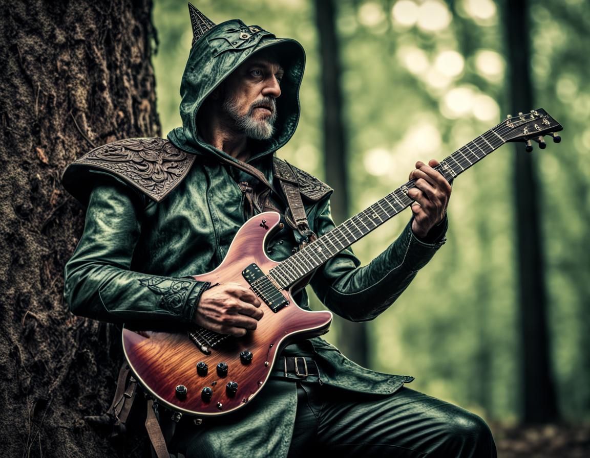 Hyperrealistic Heavy Metal Robin Hood Guitar Solo