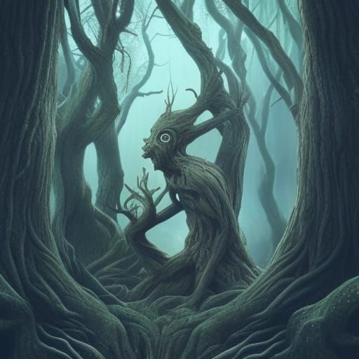 Sad Tree Spirit in Fantasy Art Style