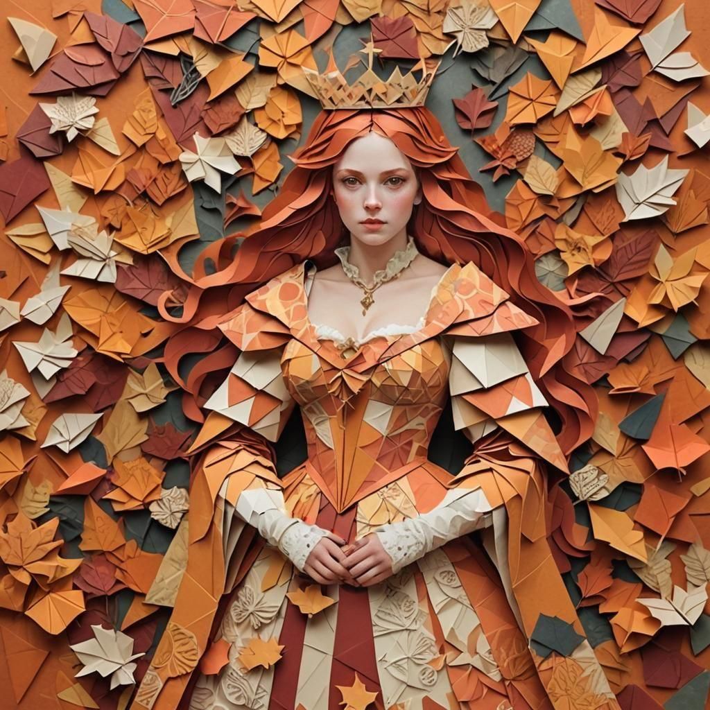 Redhead Queen in Origami Autumn Style