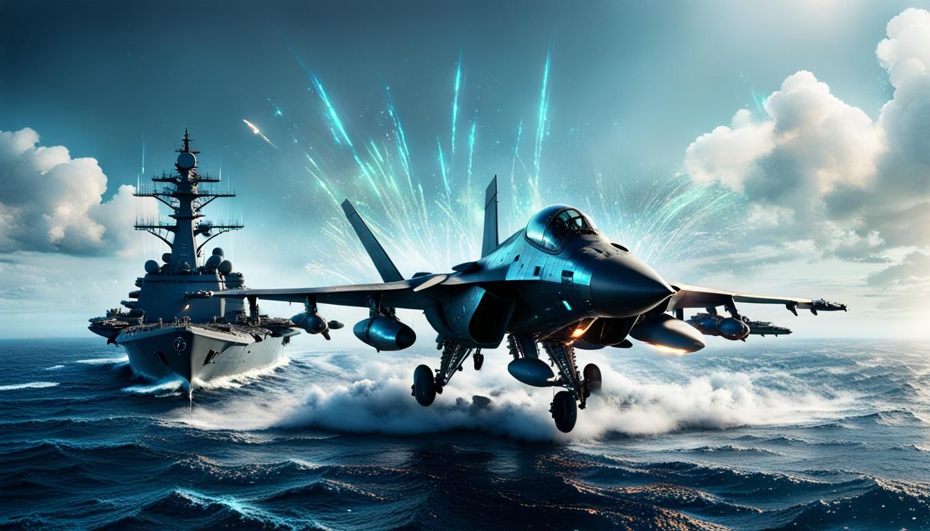 Holographic Fighter Plane Landing: Hyperrealistic Concept Ar...