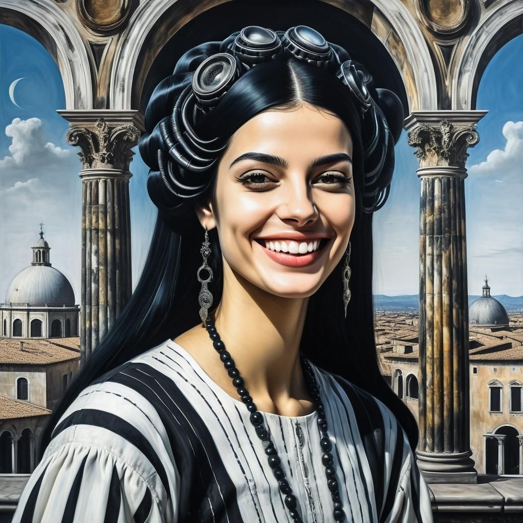 Surreal Portrait in Style of Canaletto and Giger