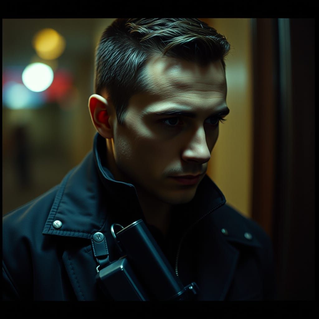 Bulgarian Assassin in Cinematic Film Still