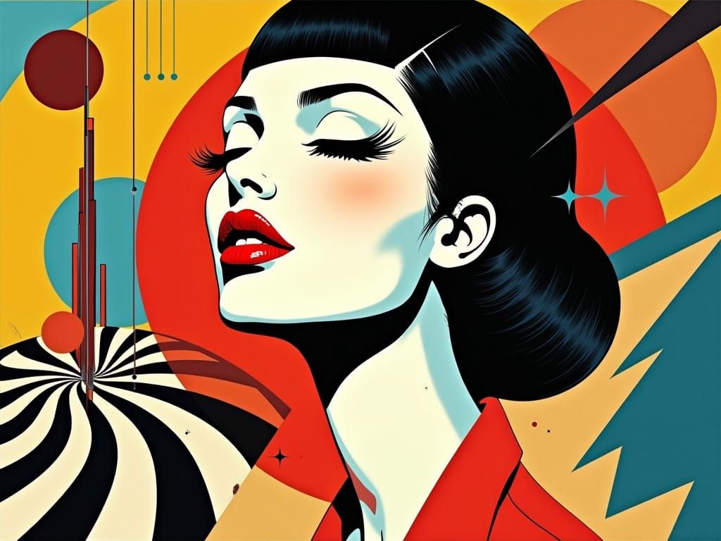 Bold, Futuristic Portrait of a Woman in a Geometric Universe