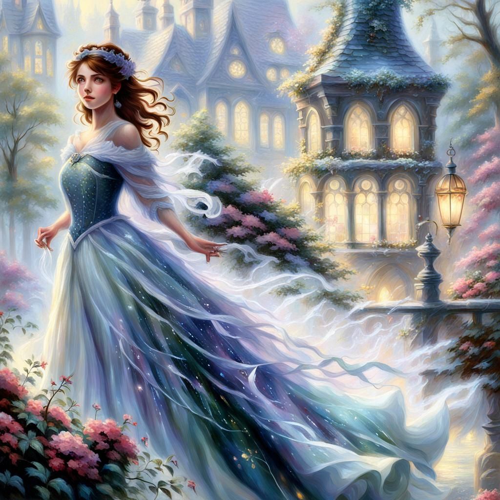 Ethereal Animated Girl in Fantasy Landscape