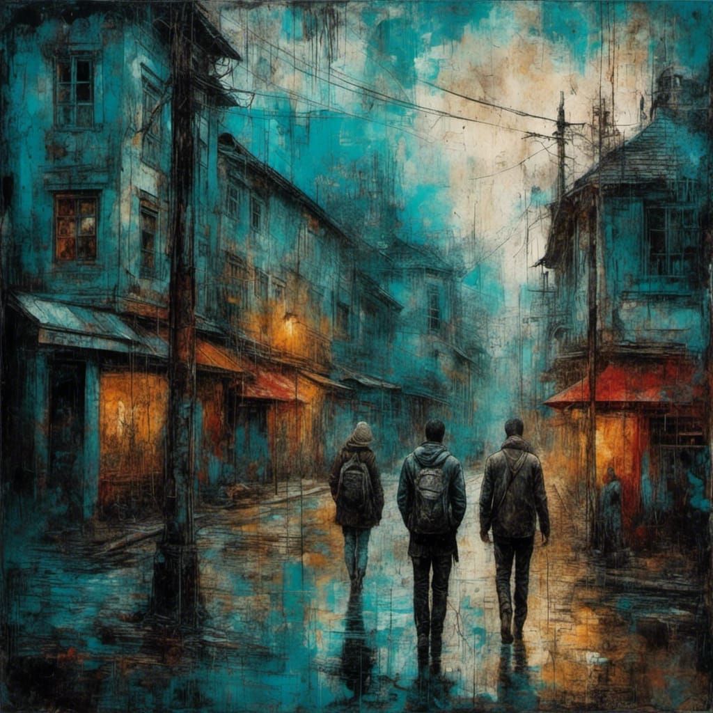 Expressionist Oil Painting with Impasto Acrylic Textures