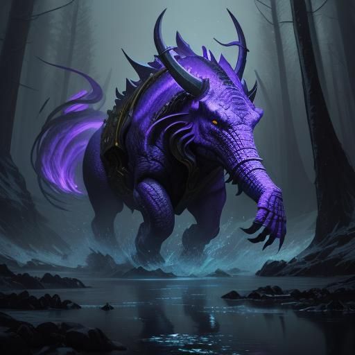 Winter Animal by Water in Dark Fantasy Style