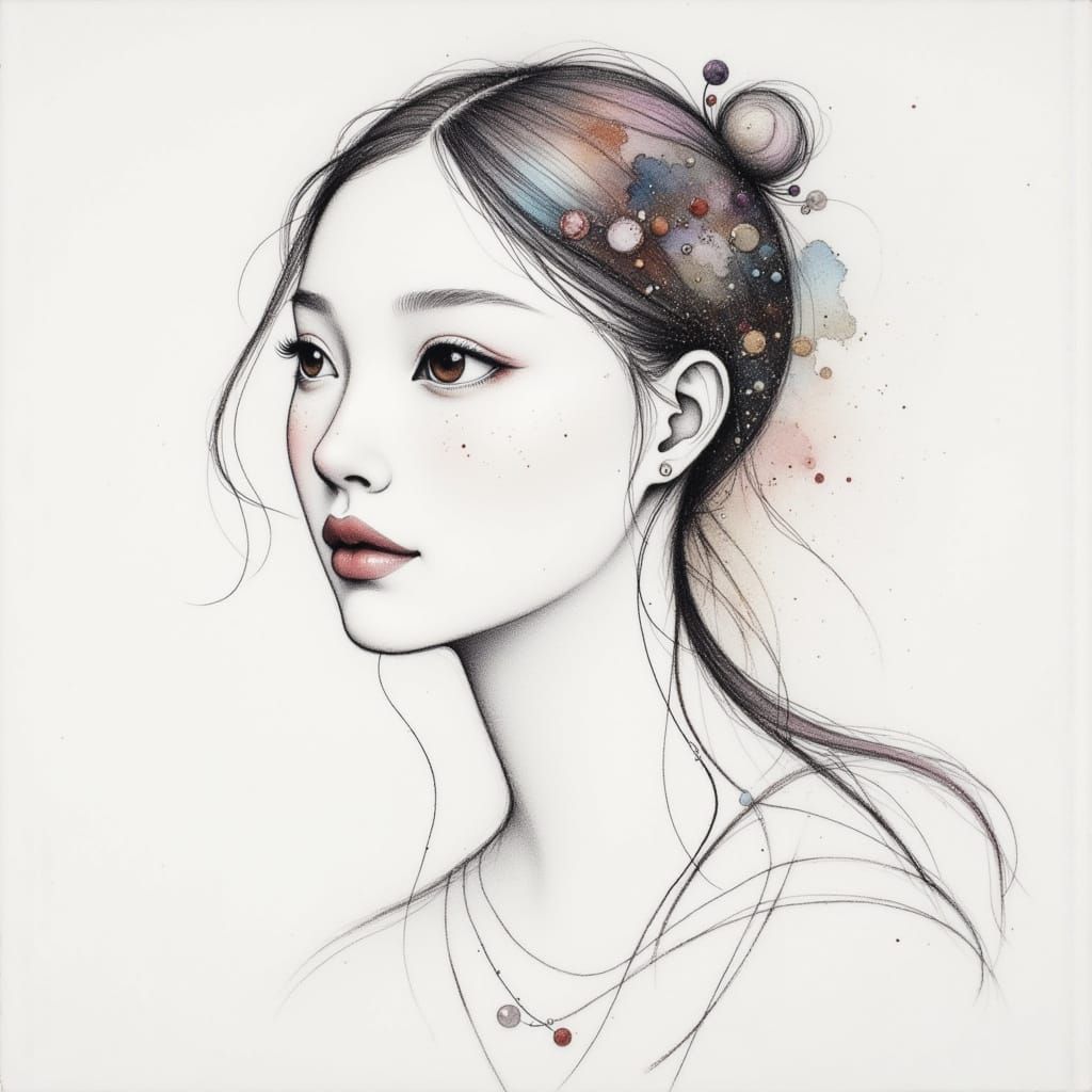 Minimalist Charcoal Portrait on White