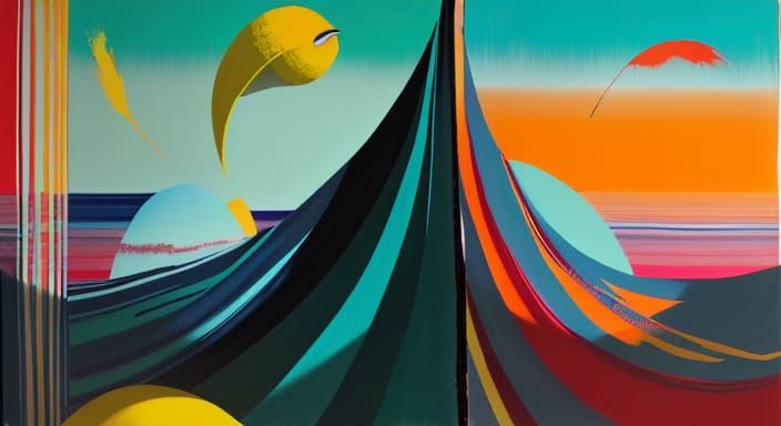 Colorful Horizontal Stripes in Abstract Expressionism Style