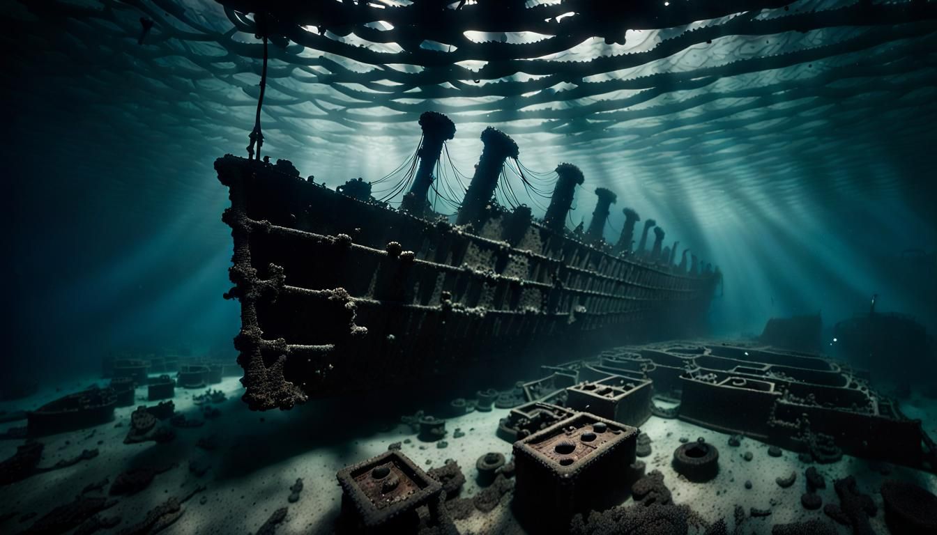 Underwater Titanic Wreck with Caustics