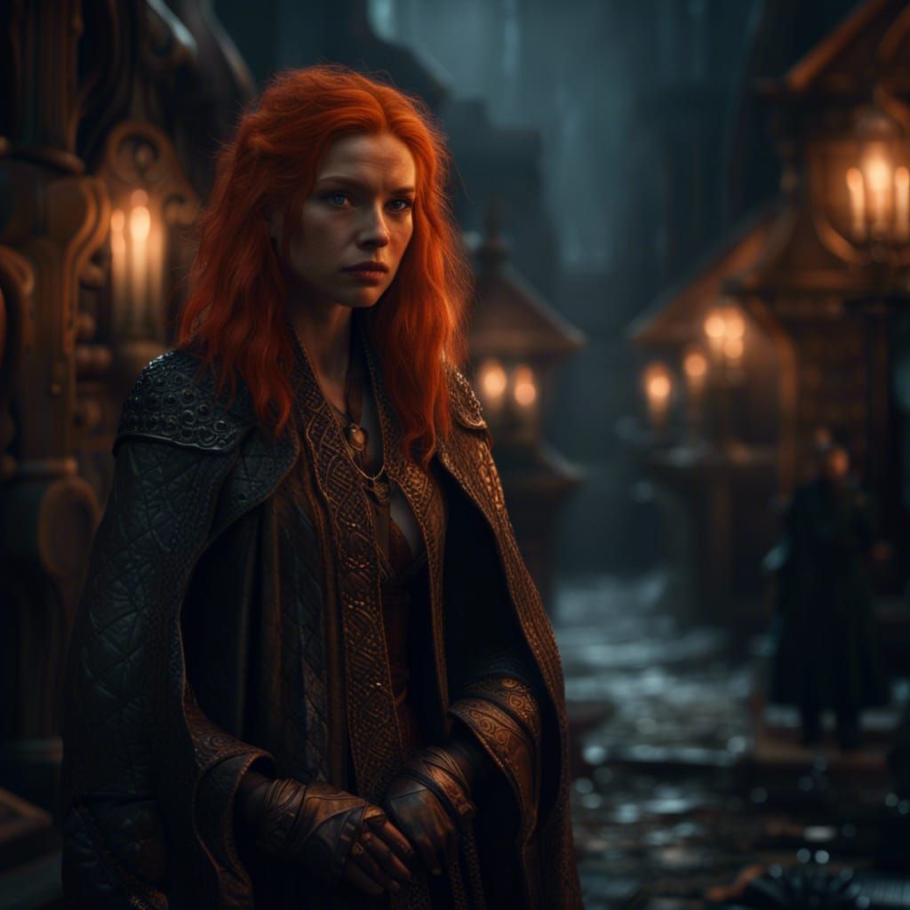 Ginger Witchcraft Girl in Leather Clothes