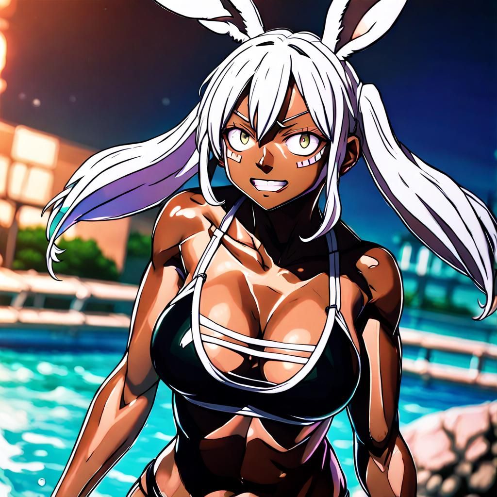 Anime Heroine with Bunny Ears in Hyperrealistic Style