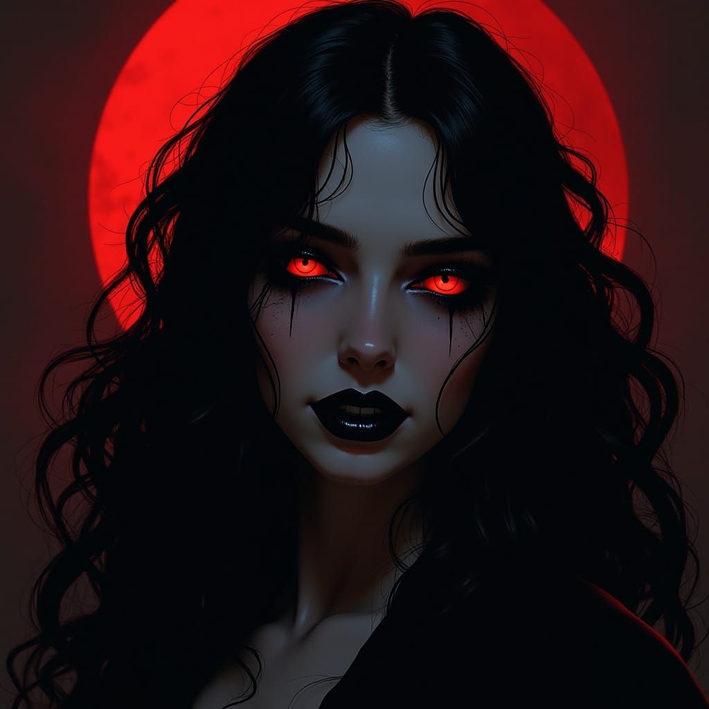 Dark Elegance Under the Crimson Moon