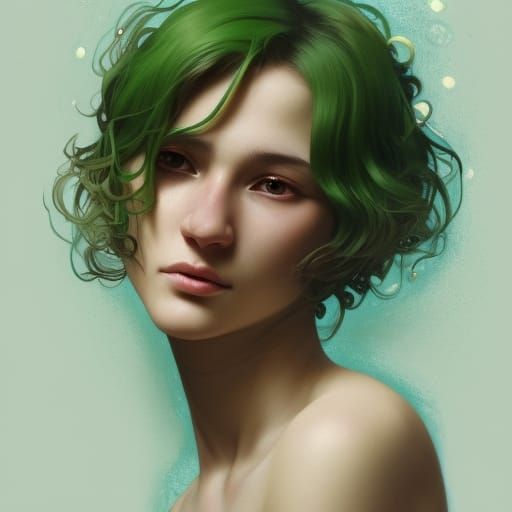 Red-Haired Teen Portrait in Art Nouveau Style