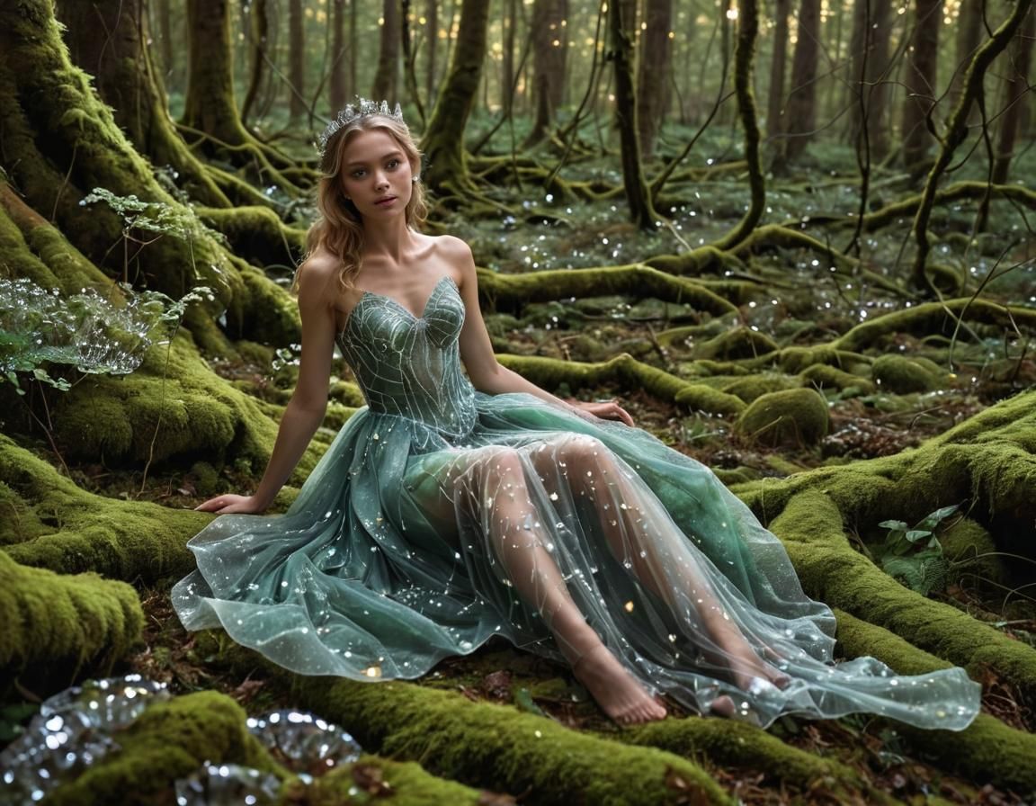 Enchanted Forest with Crystalline Trees