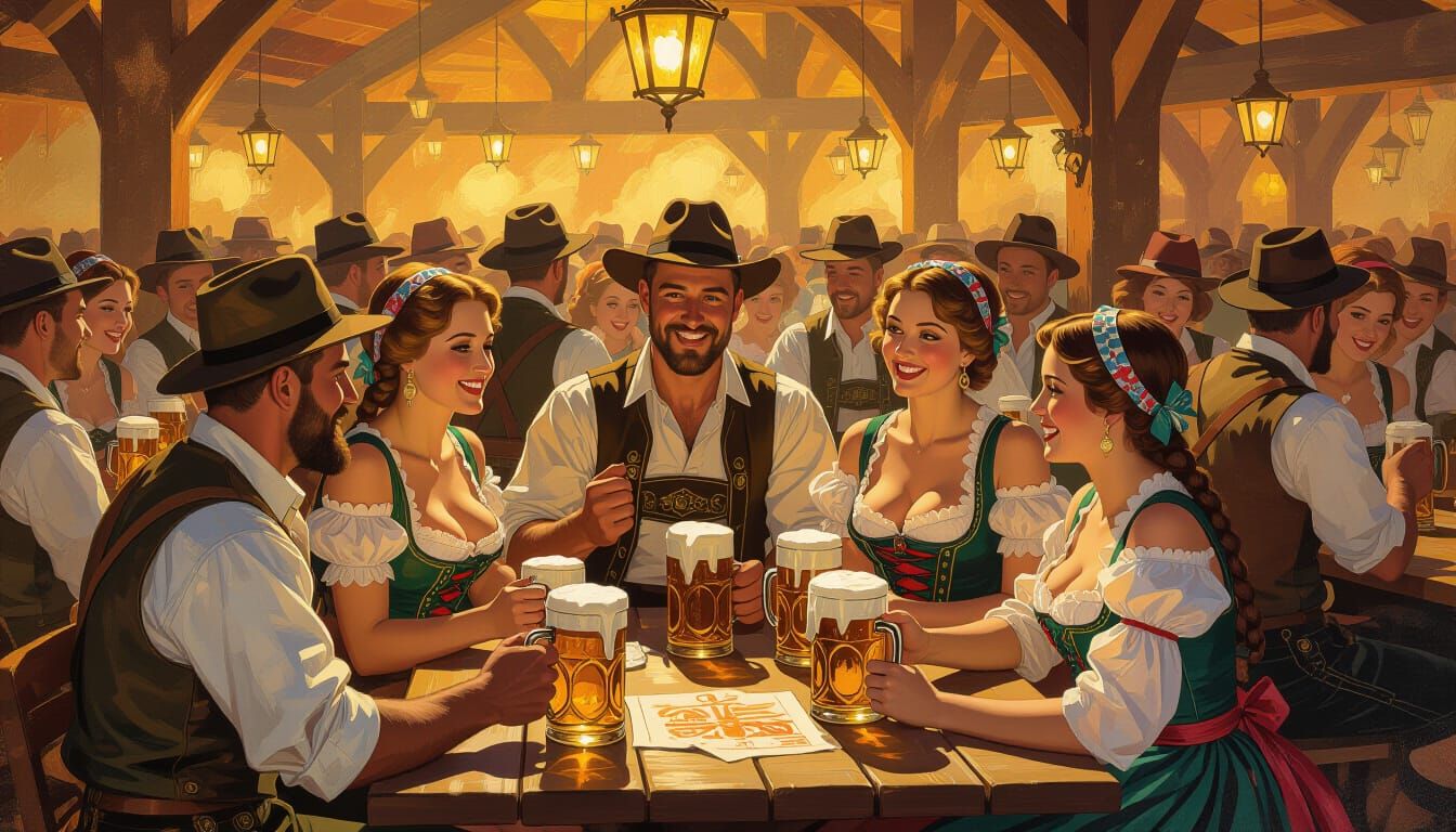 Oktoberfest Celebration in Expressive Art Style
