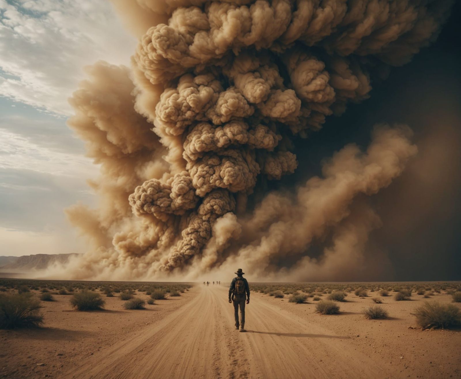 Dust storm in the desert