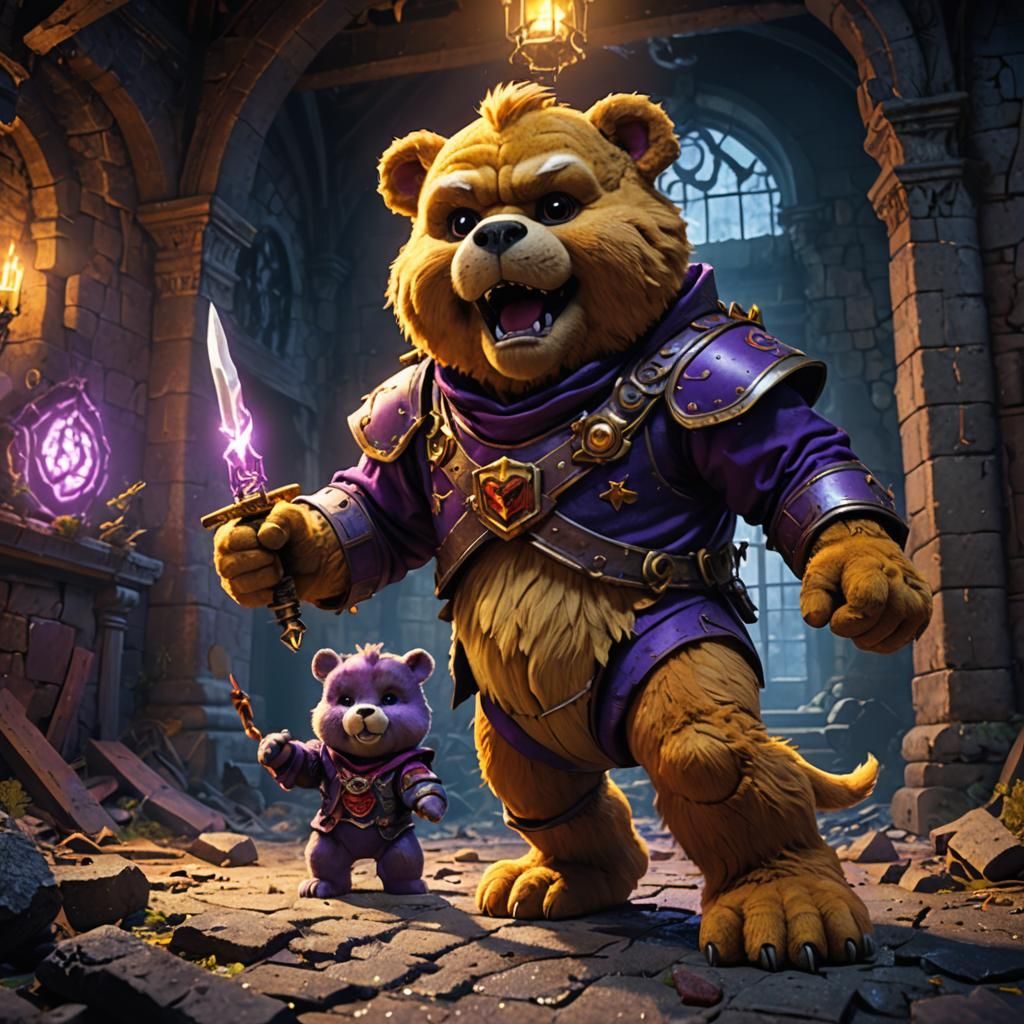 Teddy Ruxpin's Dark Fantasy Battle Against a Demon