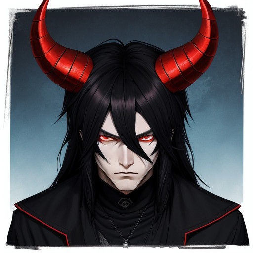 Anime-Inspired Demon Boy with Soft Features