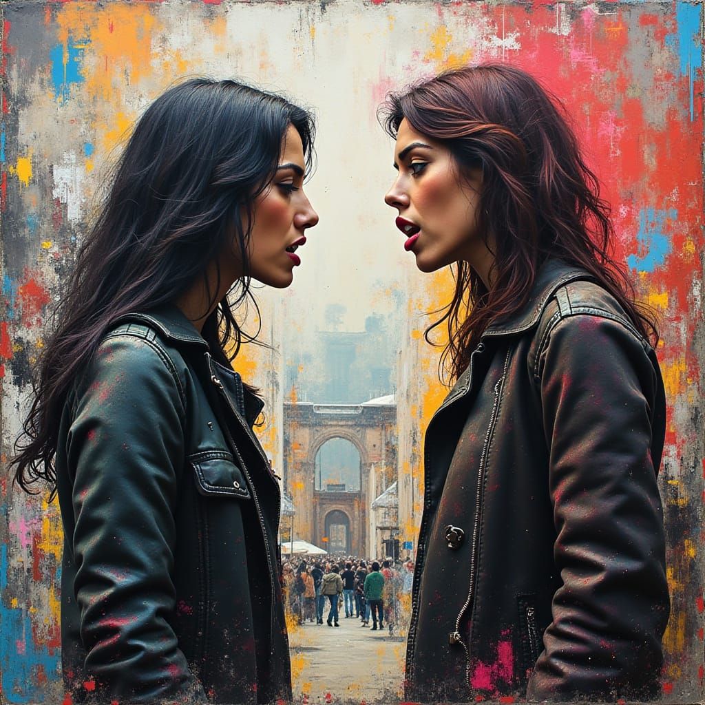 Berlin Street Argument in Expressive Urban Style