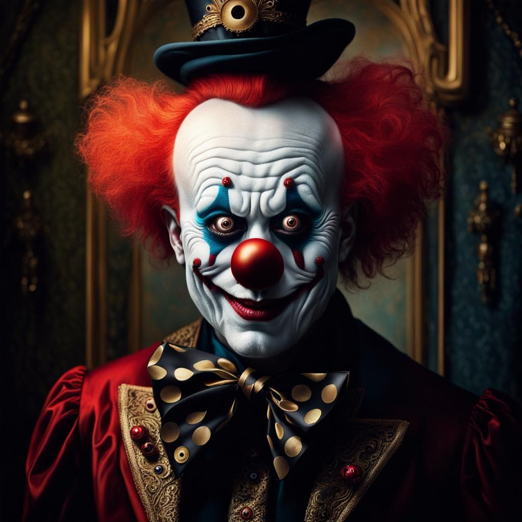 Creepy Clown Portrait in Hyperrealistic Style