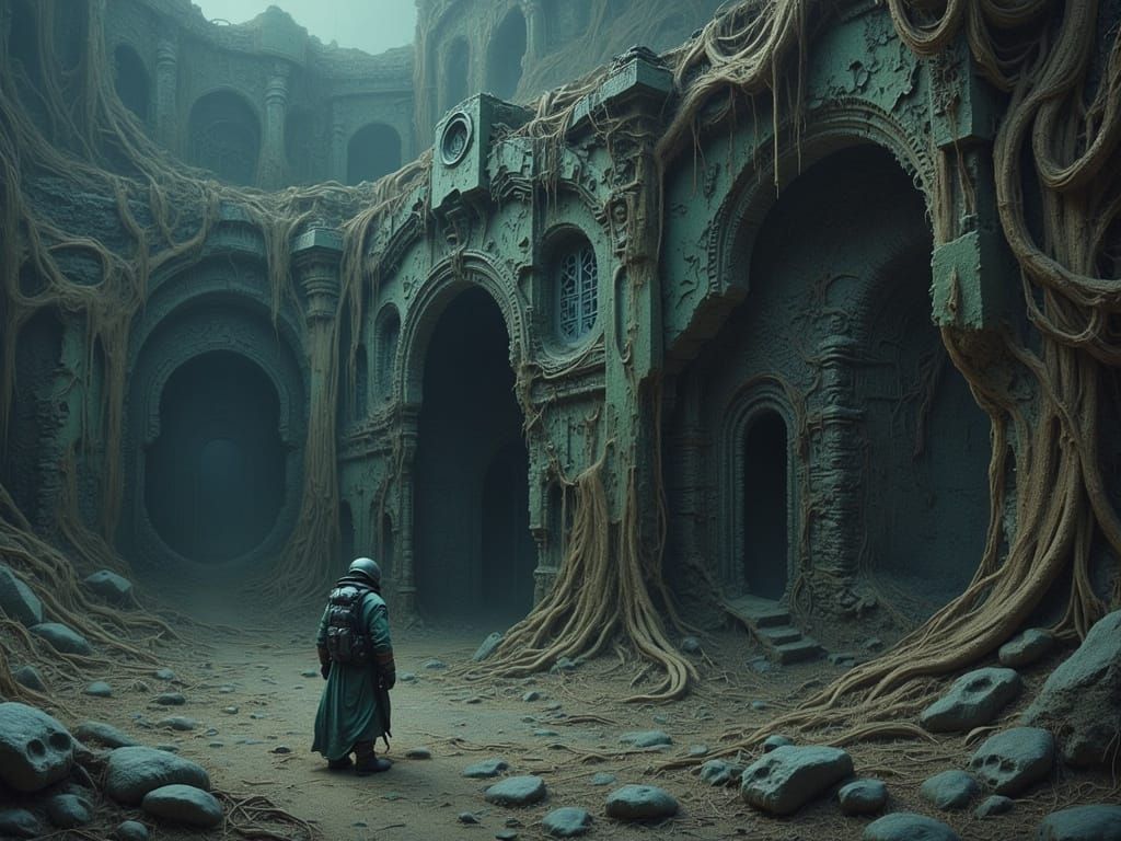 Adventurer on a Forbidden Planet in Sci-Fi Style