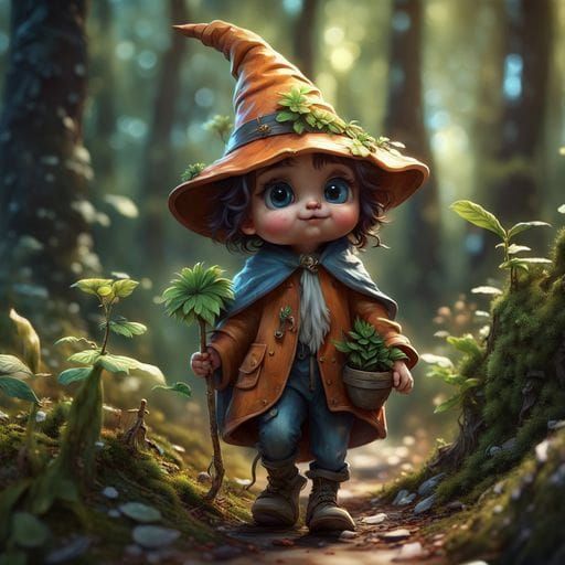 Adorable Plant Wizard Creature in Detailed Digital Painting