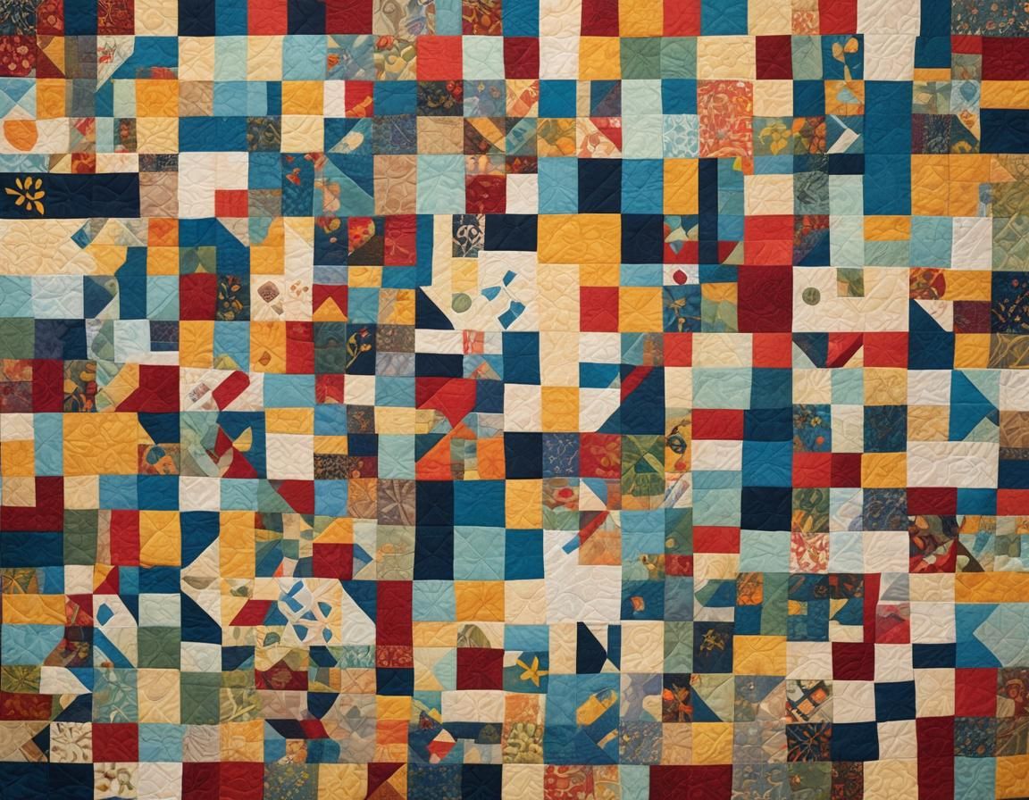 Artwork that captures the spirit of quilting as a form of st...