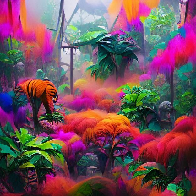 Colorful Jungle Scene Generated by AI