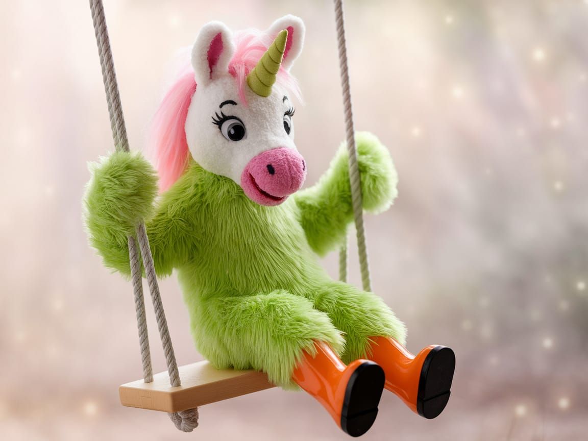 Whimsical Unicorn Swing Scene in Vibrant Colors