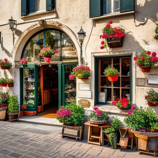 Italian Bookstore and Coffee Shop in Spring