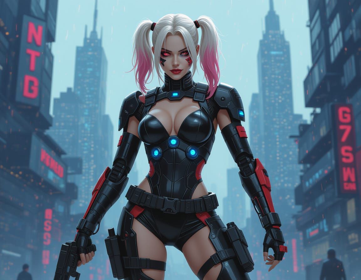 Cyberpunk Harley Quinn as Robotic Heroine