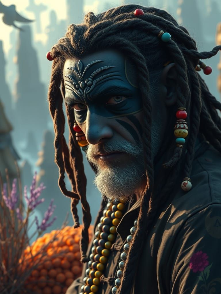 Fantasy Bandit with Dreadlocks in Detailed Fantasy Art