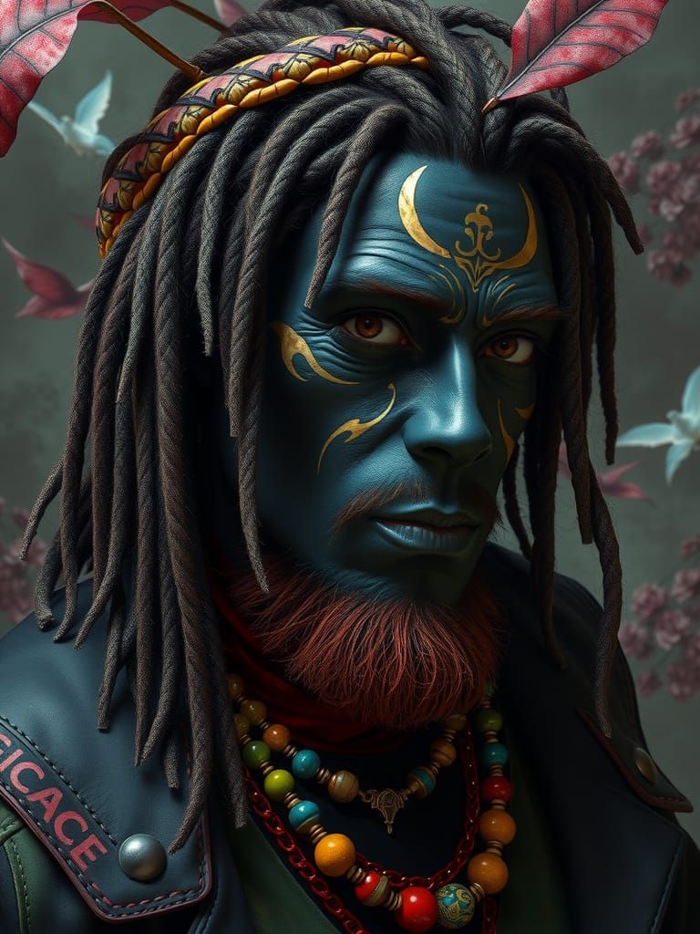 Bandit with Dreadlocks in Dark Fantasy Japonisme Art