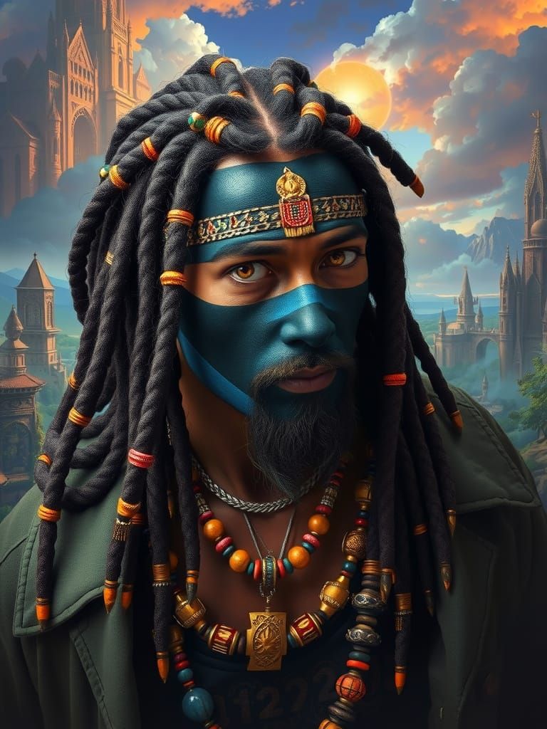 Bandit with Dreadlocks in Fantasy Art Style